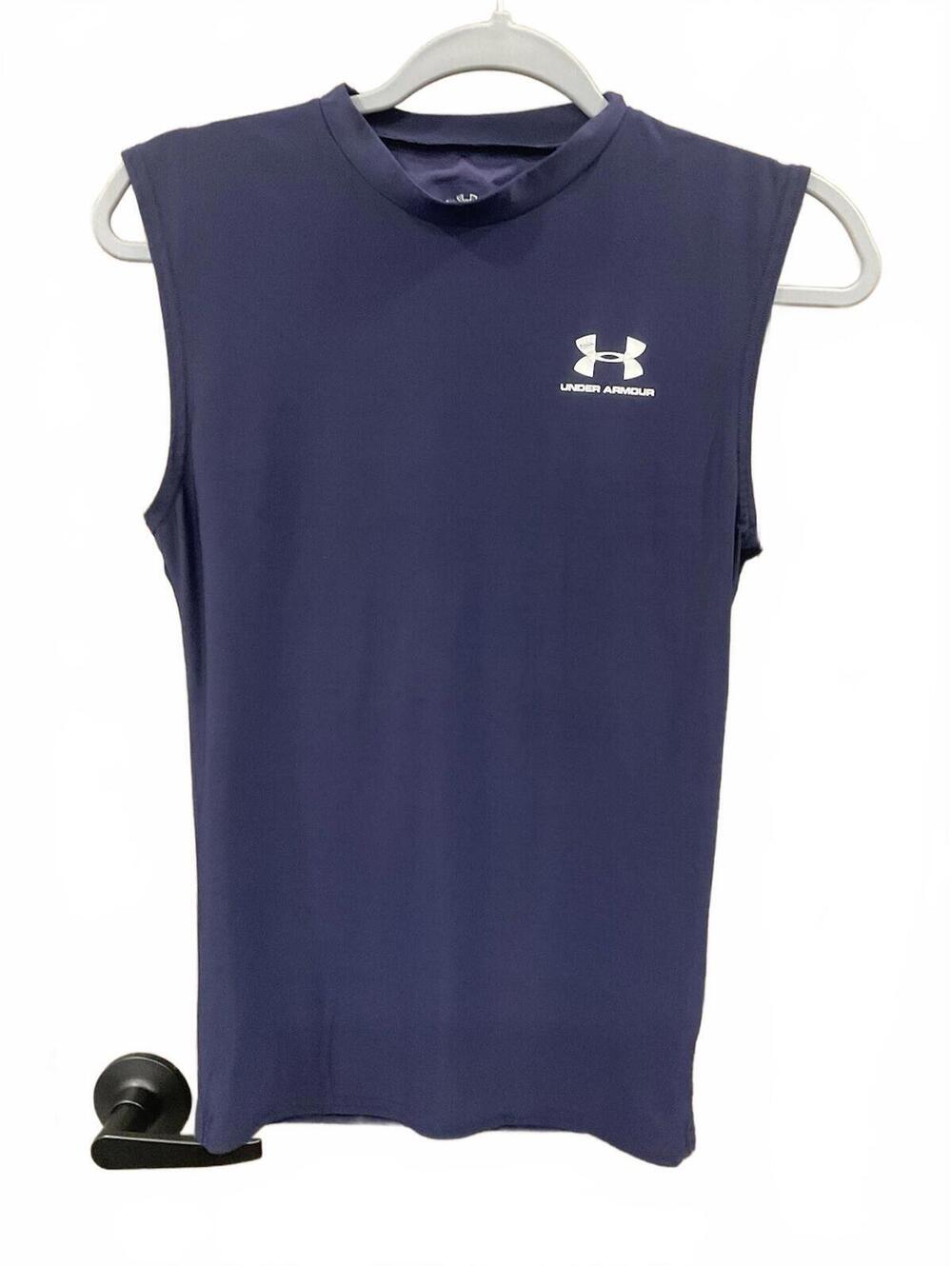 Under Armour Womens Blue Round Neck Sleeveless Athletic Tee Size Medium